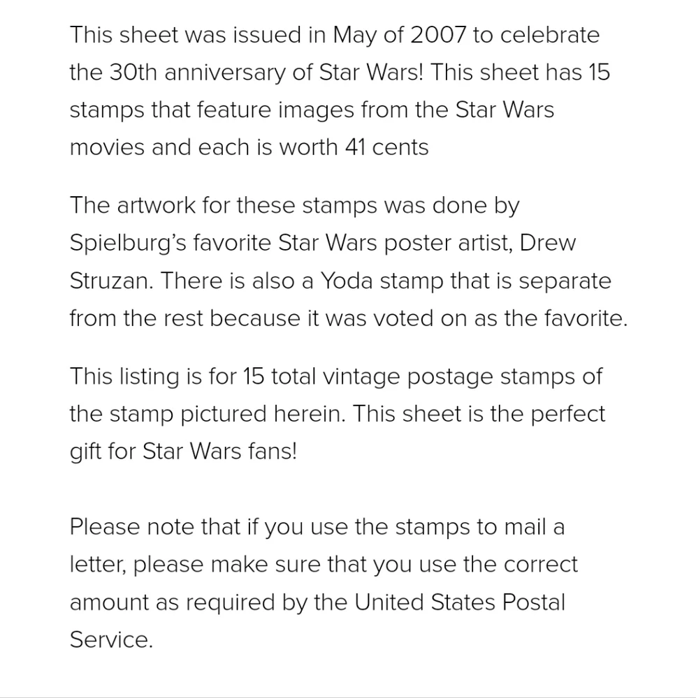 Star Wars 30th Anniversary Postage Stamps
